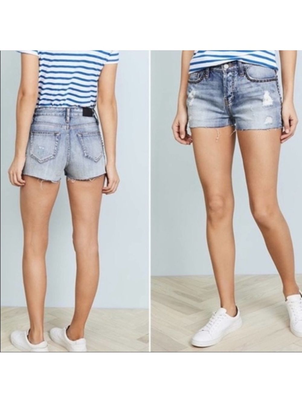 Rails Austin Studded Raw Hem Distressed Jean Shorts Size 27